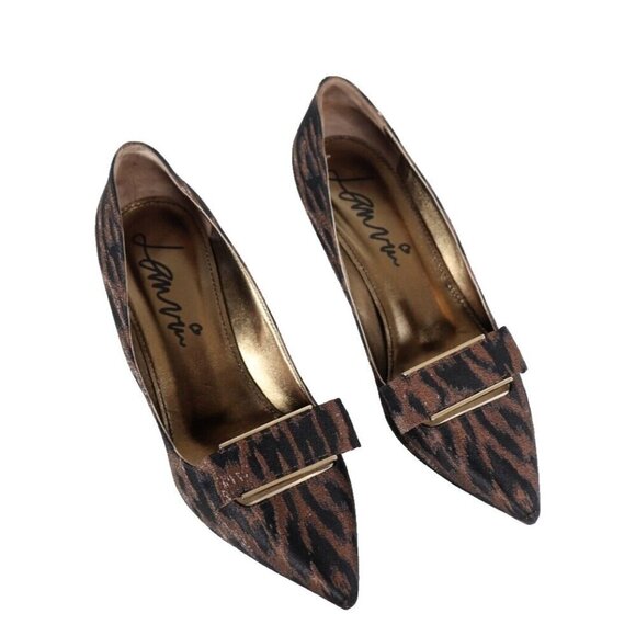 Lanvin Women's Size 38.5 Brown Black Leopard Pumps Pointed Toe Stiletto Heel - Picture 10 of 10